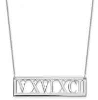 White gold Roman Numeral Bar Necklace