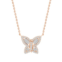 Medium Butterfly Baguette Necklace Rose gold