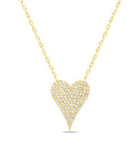 Diamond Pave Heart Necklace in 14K Yellow Gold