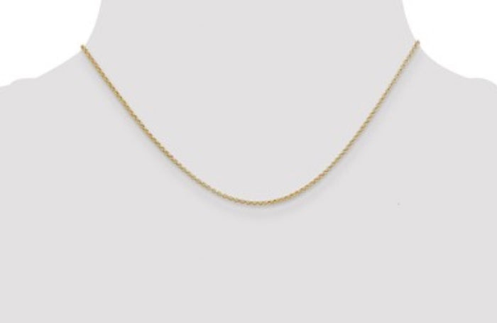 14K Yellow gold  Rolo chain necklace on mannequin 