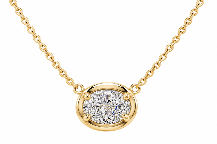 Framed Oval Diamond Solitaire Necklace