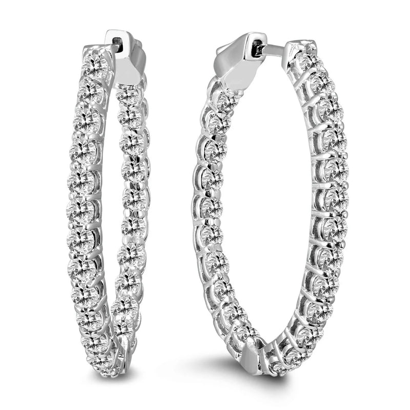 2 CTW Oval Hoop Earrings