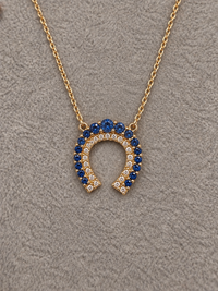 Sapphire and Diamond Horseshoe Pendant