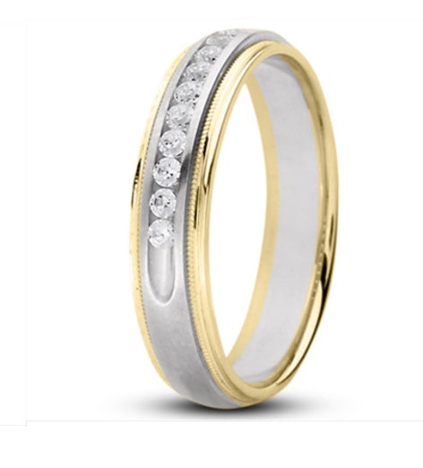 Men's two-tone diamond wedding band