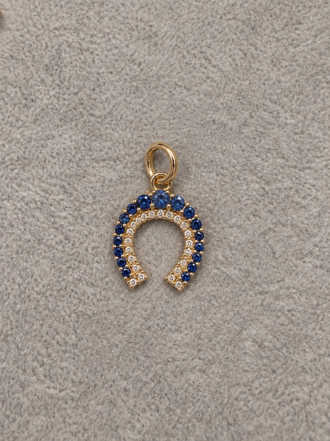Sapphire and Diamond Horseshoe Pendant