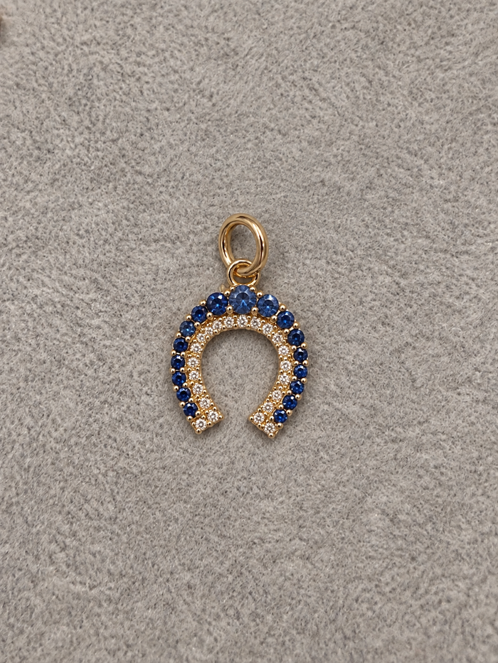 Sapphire and Diamond Horseshoe Pendant