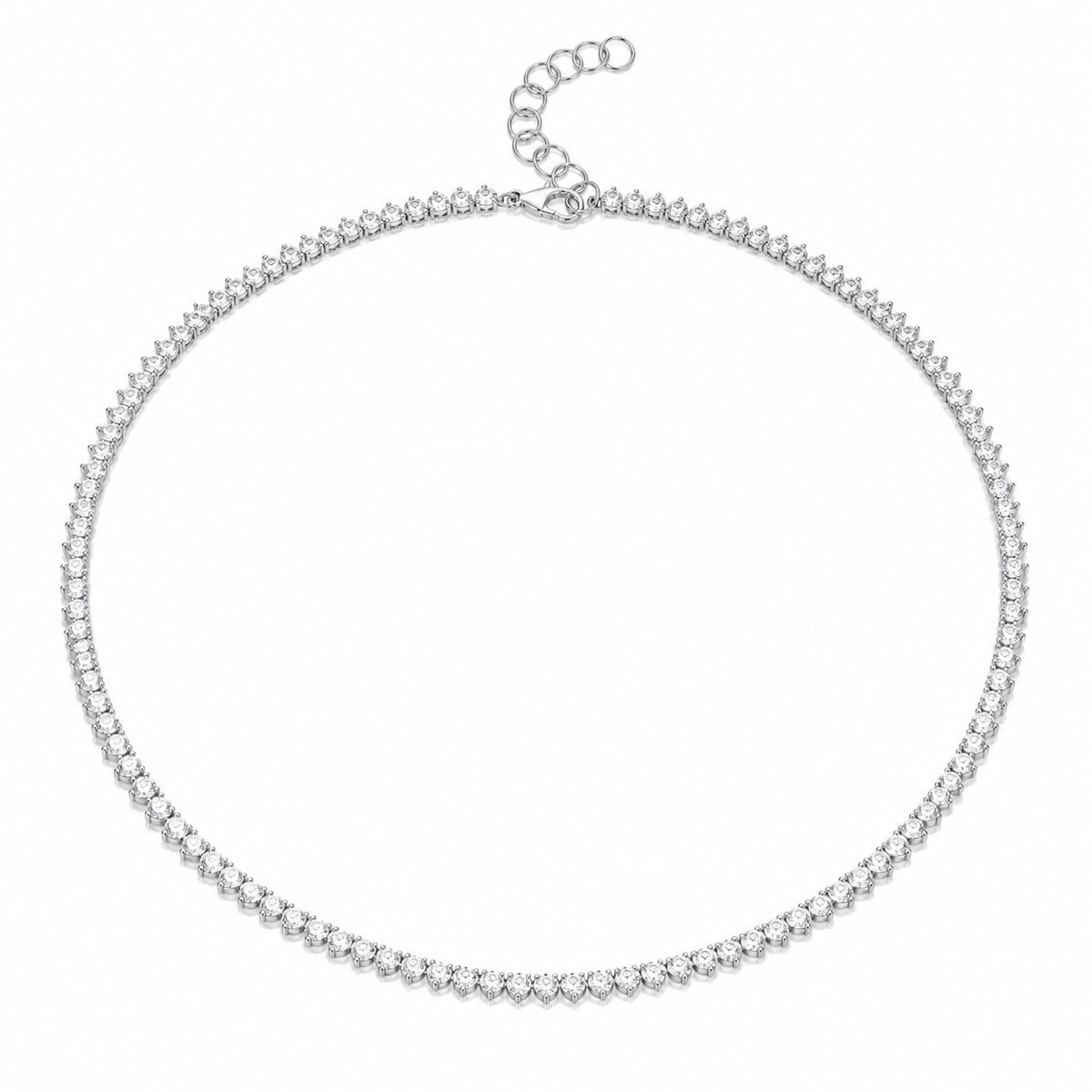 White gold tennis necklace with adjuster
