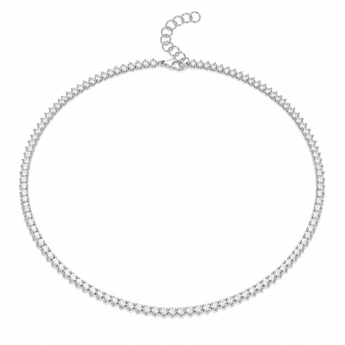 White gold tennis necklace with adjuster