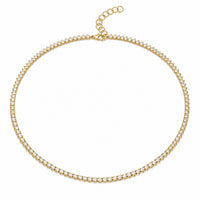 Yellow gold 3 prong tennis necklace with adjuster