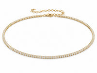 Yellow 4 prong gold tennis necklace with adjuster