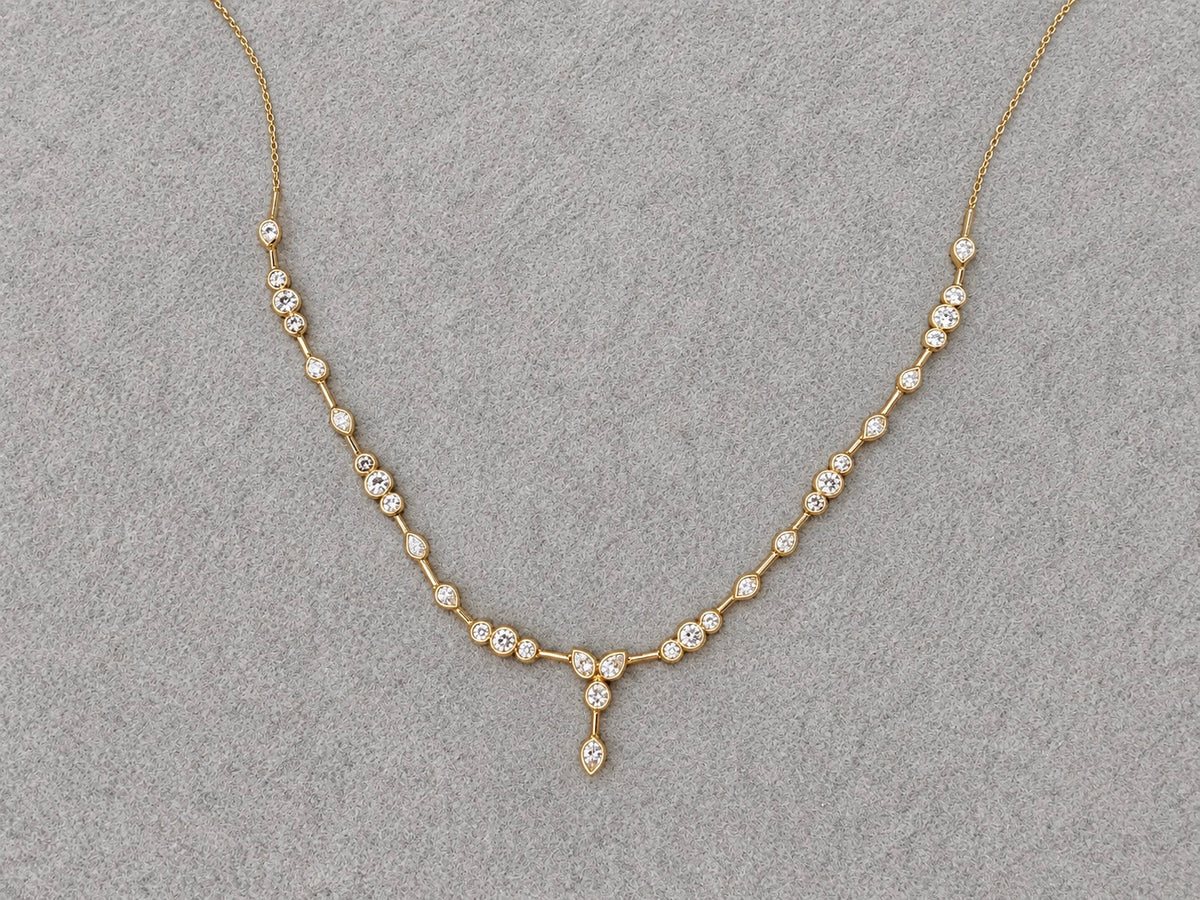 Yellow Gold Bezel Set Mixed Shape Lariat