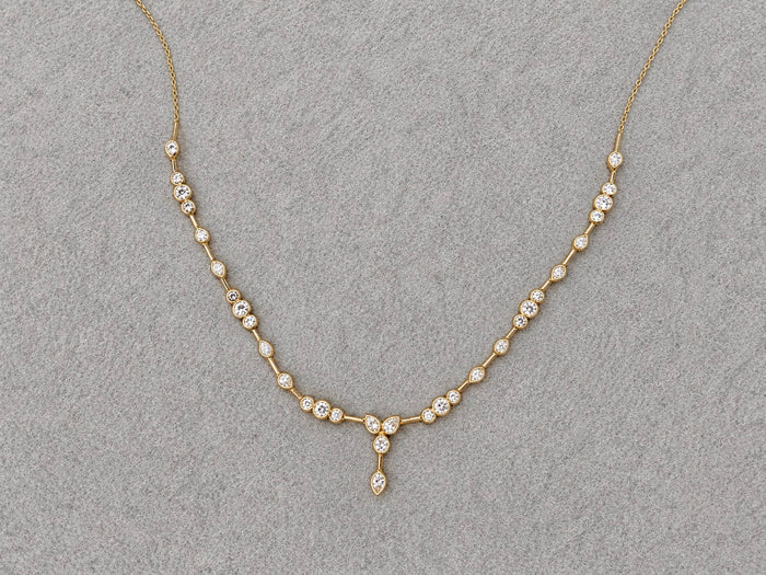 Yellow Gold Bezel Set Mixed Shape Lariat