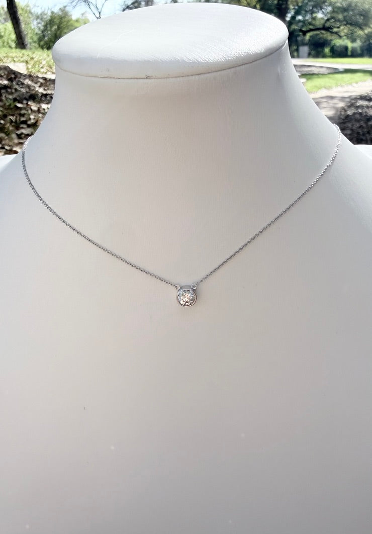 Bezel Set Solitaire Necklace