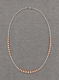 White and Rose Gold Graduated Station Natural Diamond Tennis Necklace