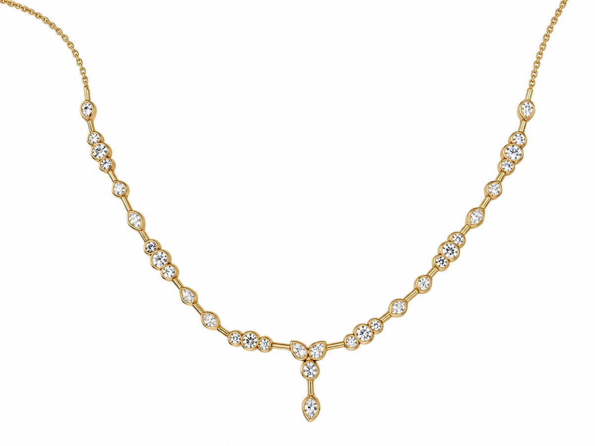 Yellow Gold Bezel Set Mixed Shape Lariat