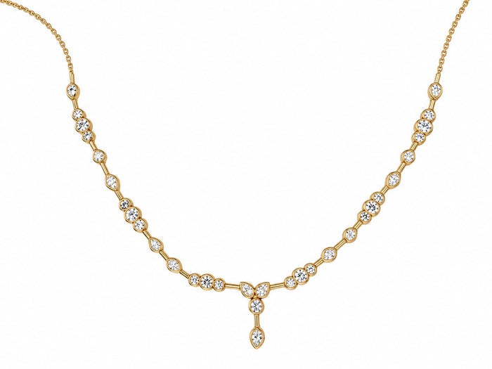 Yellow Gold Bezel Set Mixed Shape Lariat