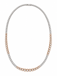 White and Rose Gold Graduated Station Natural Diamond Tennis Necklace
