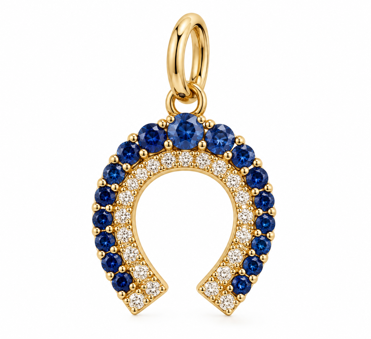 Sapphire and Diamond Horseshoe Pendant
