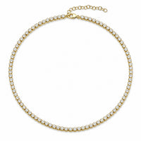 Yellow gold tennis necklace with adjuster