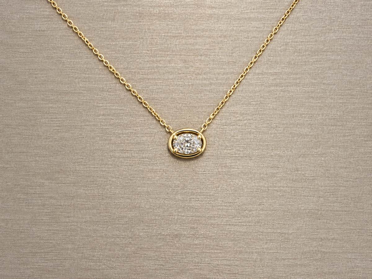 Framed Oval Diamond Solitaire Necklace