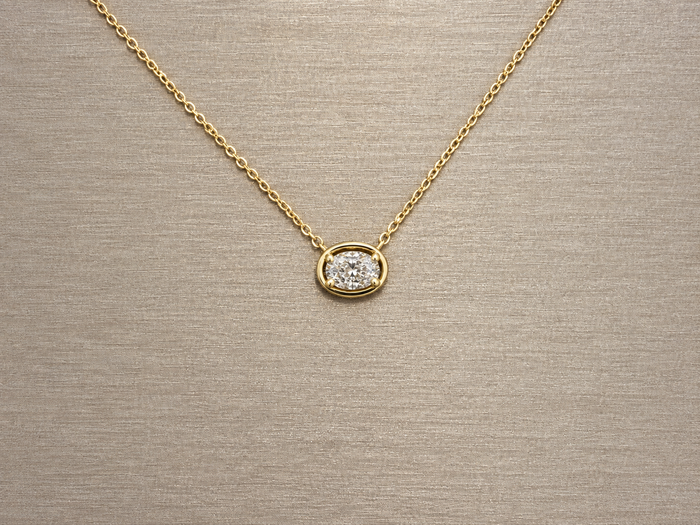 Framed Oval Diamond Solitaire Necklace