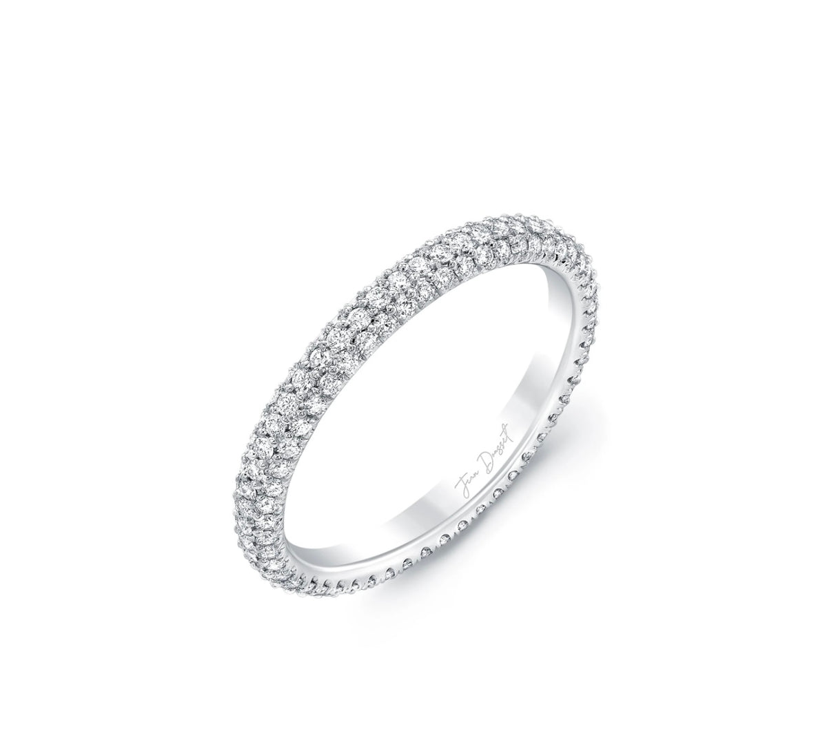 white gold ring with small diamonds on a white background