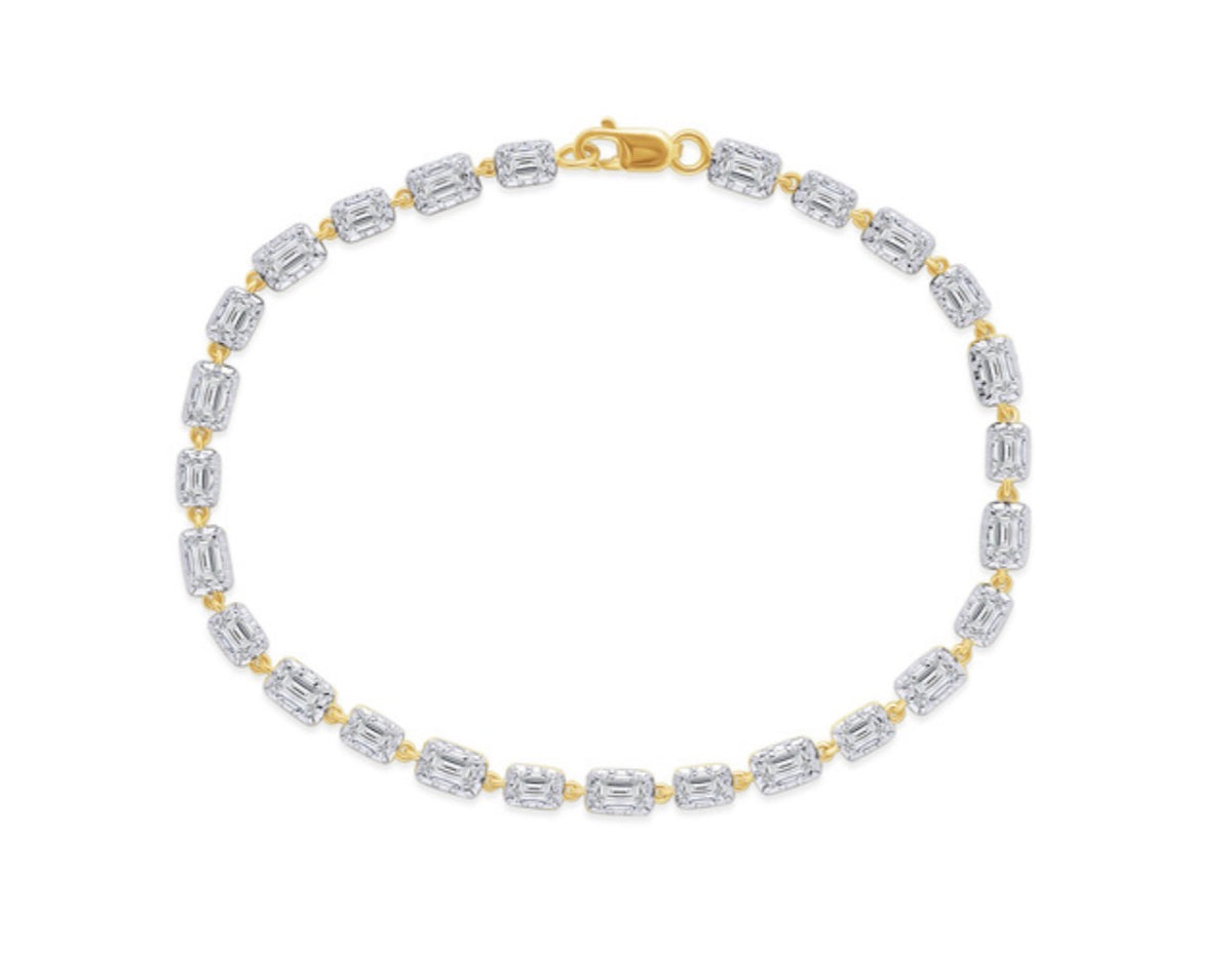 Georgian Emerald Cut Lab Grown Diamond Tennis Bracelet