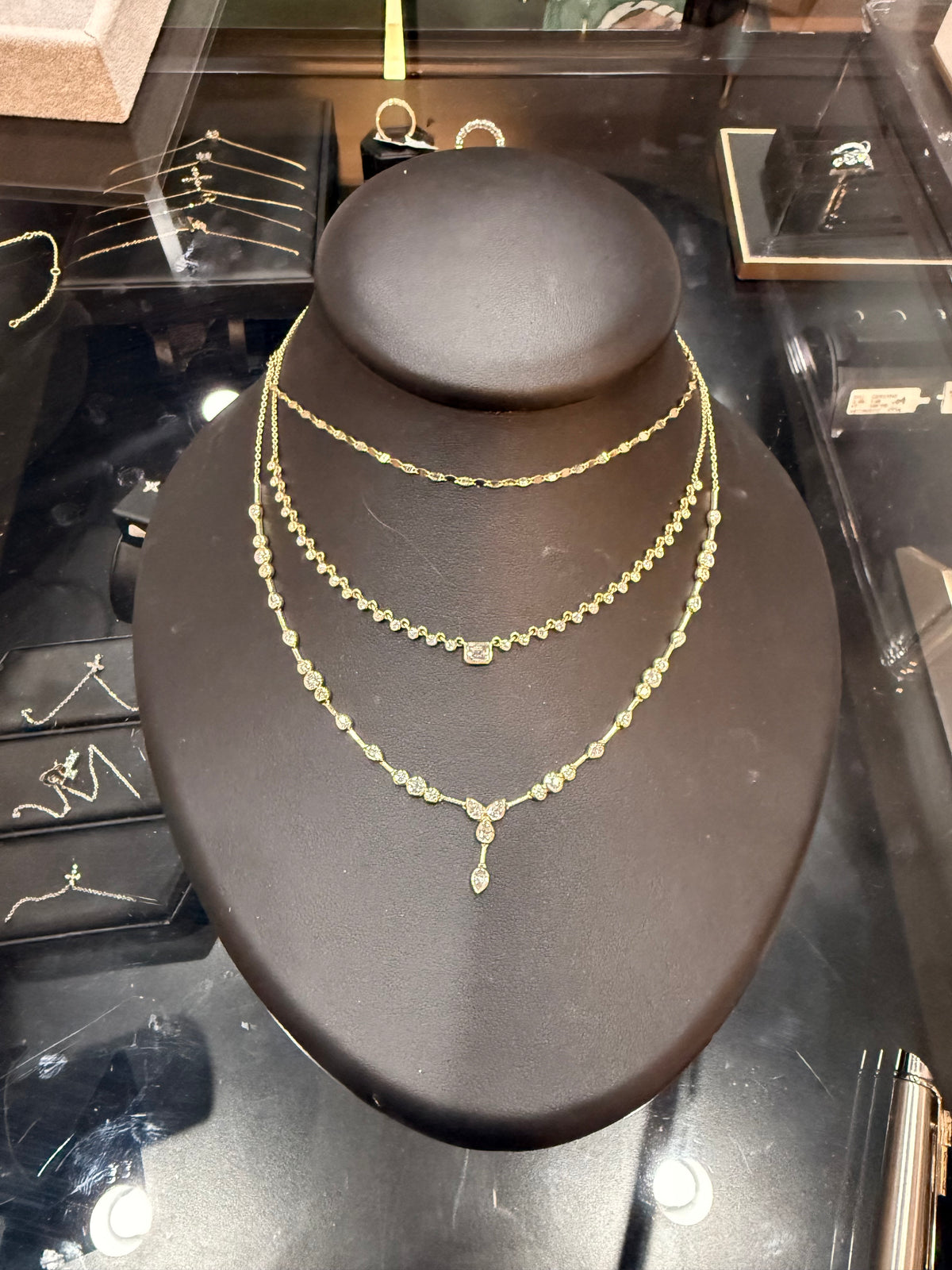 Yellow Gold Bezel Set Mixed Shape Lariat