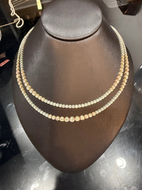 White and Rose Gold Graduated Station Natural Diamond Tennis Necklace