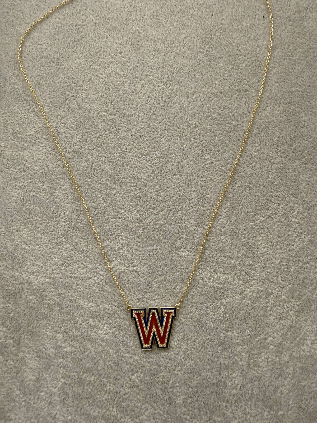 Westlake W Diamond and Enamel Necklace