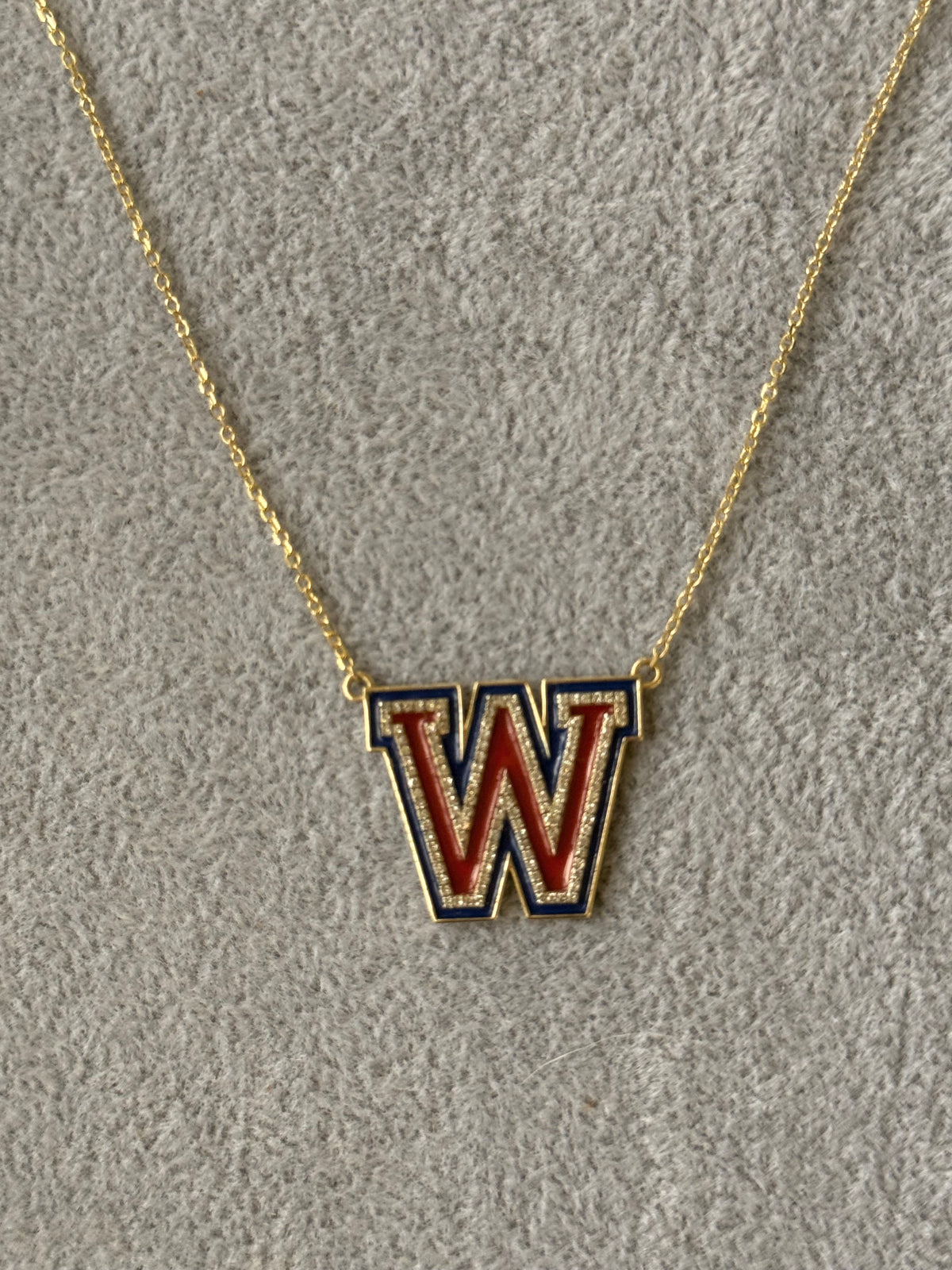 Westlake W Diamond and Enamel Necklace