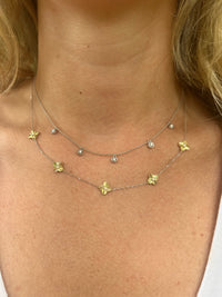 5 Station two tone clover necklace
