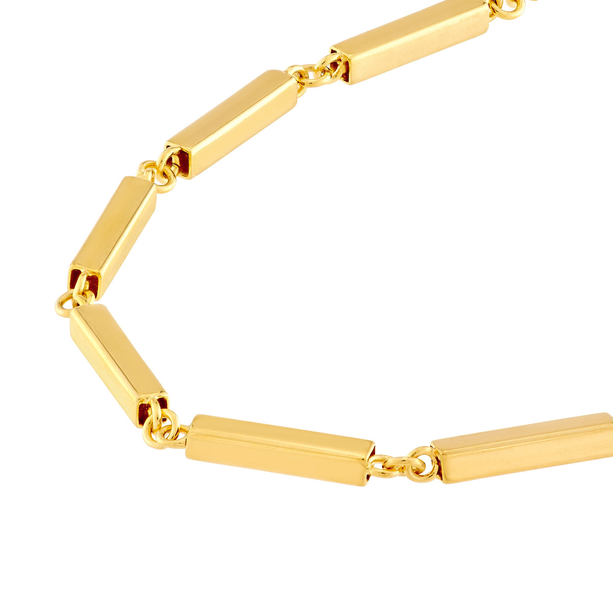 Gold chain bracelet on a white background