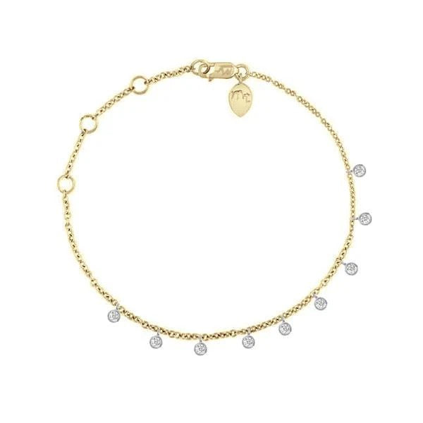 Gold bracelet with small diamonds on a white background