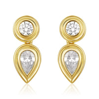 Yellow gold earrings featuring 2 diamonds each
