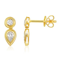 Yellow gold earrings featuring 2 diamonds each