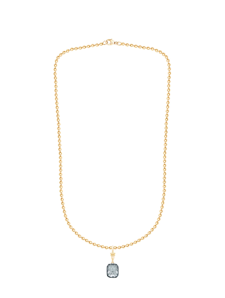 Gold necklace with a pendant on a white background