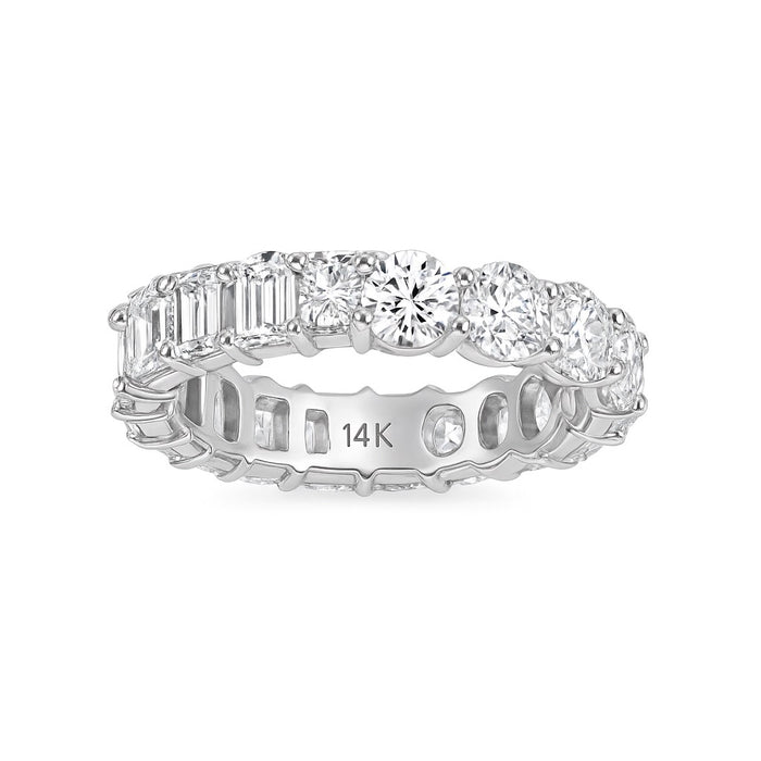 Emerald Cut and Round Half and Half Eternity Band Lab Grown