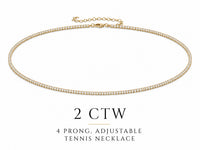 Gold tennis necklace with 2 CTW on a white background
