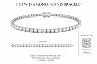 5 CTW Diamond tennis bracelet with detailed specifications on a white background