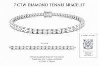 7 CTW Diamond tennis bracelet with detailed specifications on a white background