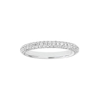 white gold ring with small diamonds on a white background