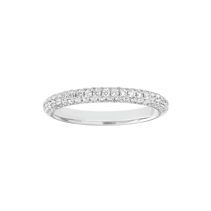 white gold ring with small diamonds on a white background