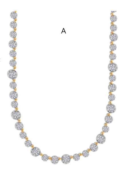 Diamond necklace with  gold  on a white background