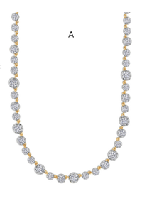 Diamond necklace with  gold  on a white background