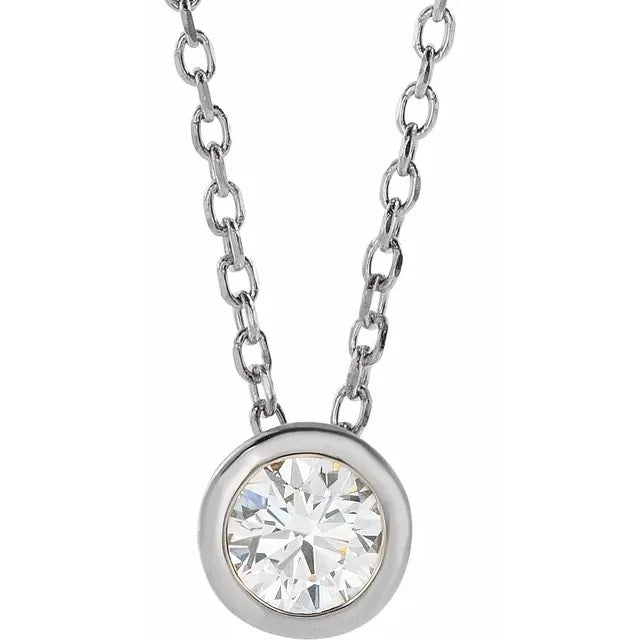 Bezel Set Solitaire Necklace