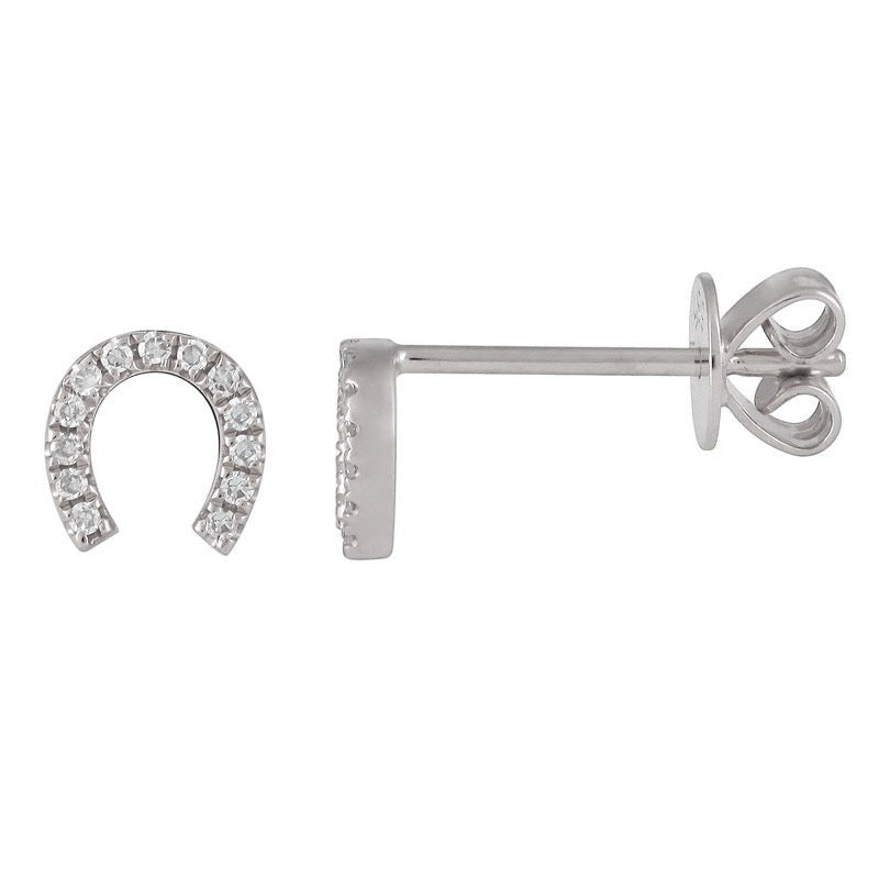 white gold horseshoe diamond stud earrings