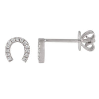 white gold horseshoe diamond stud earrings