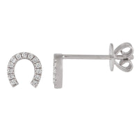 white gold horseshoe diamond stud earrings