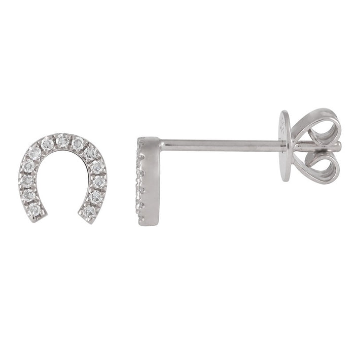 white gold horseshoe diamond stud earrings